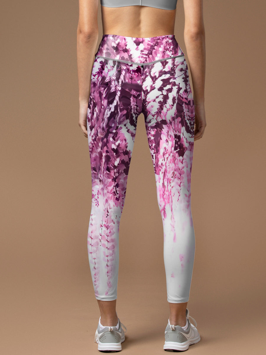 Flower watercolor purple wisteria leggings