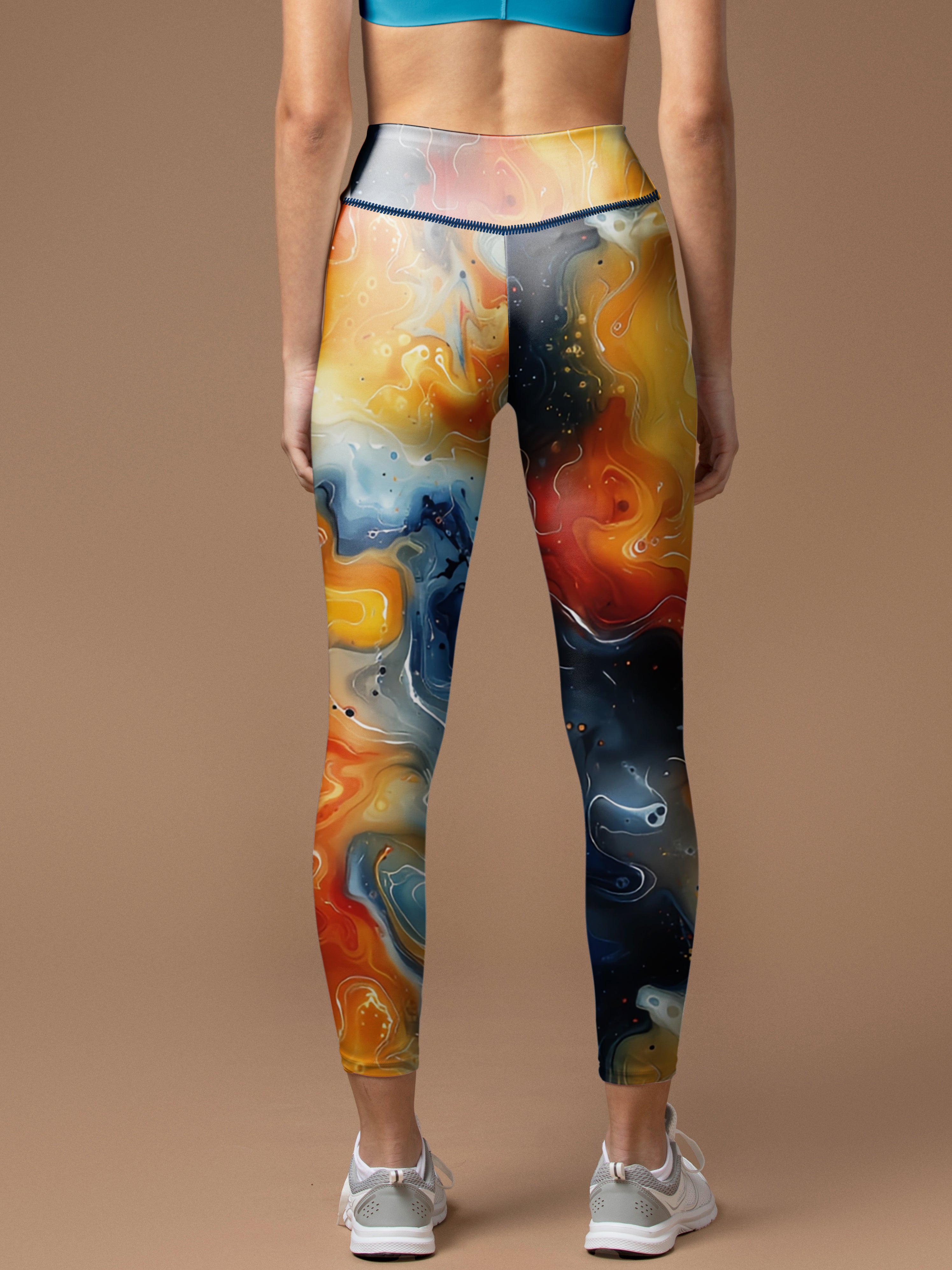 Liquid abstract colorful water ripples leggings
