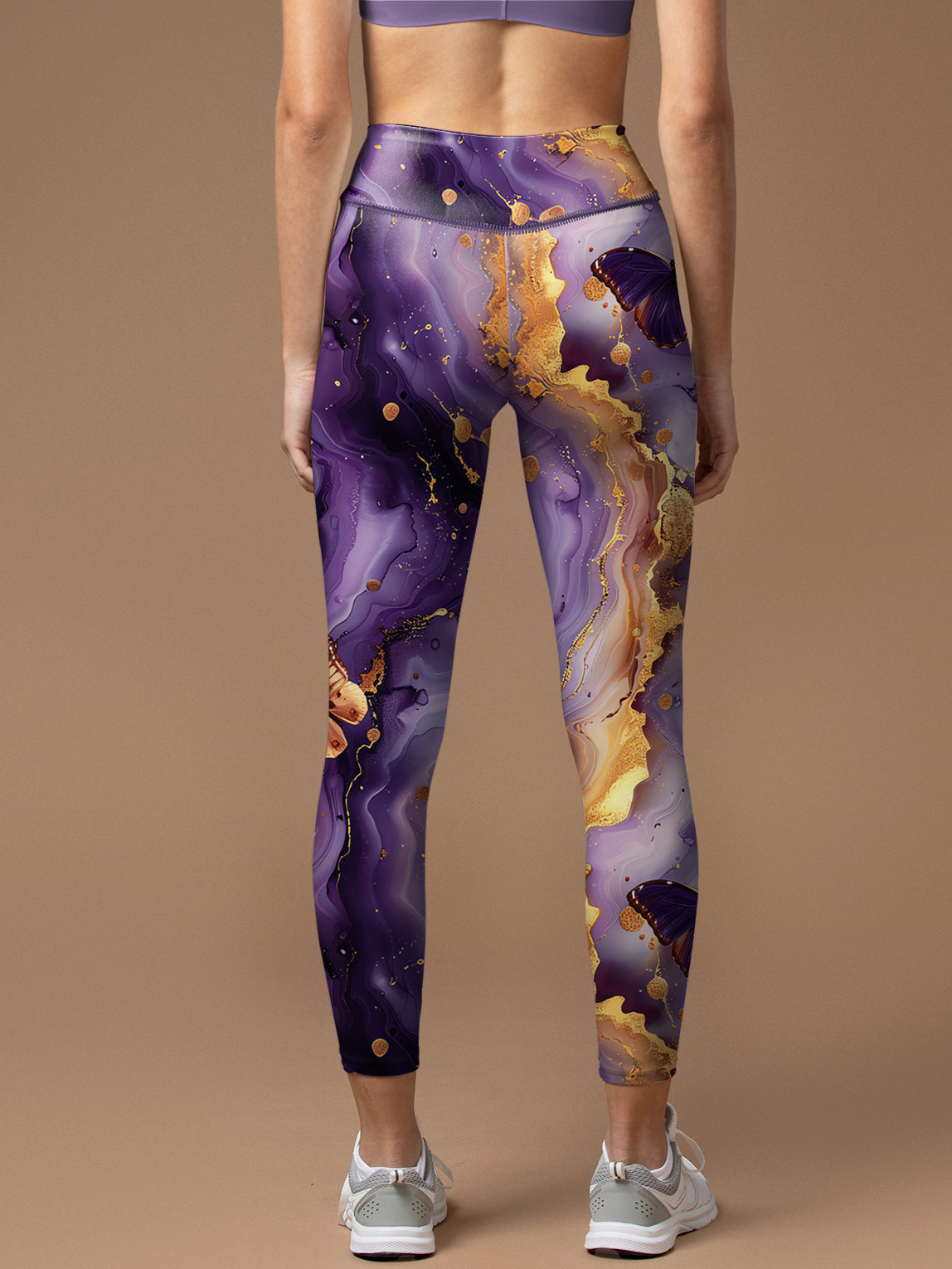 Abstract purple gilt water ripples with butterfly leggings