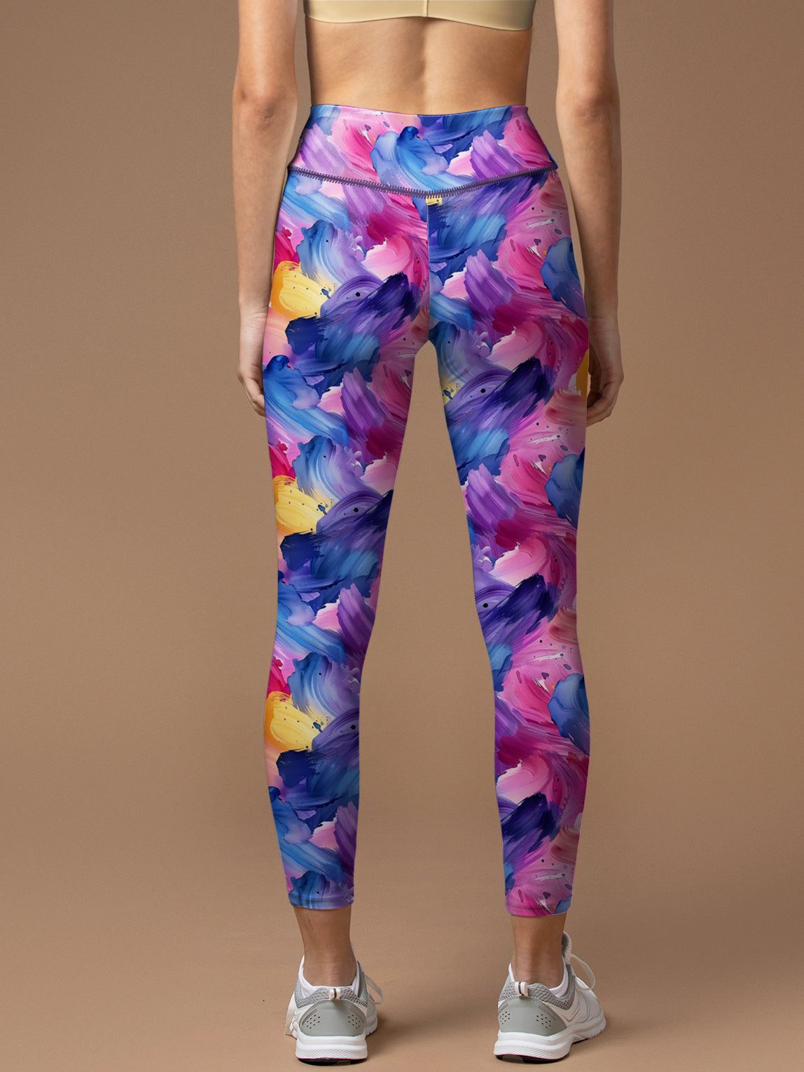 Abstract colorful oil paint smear texture leggings