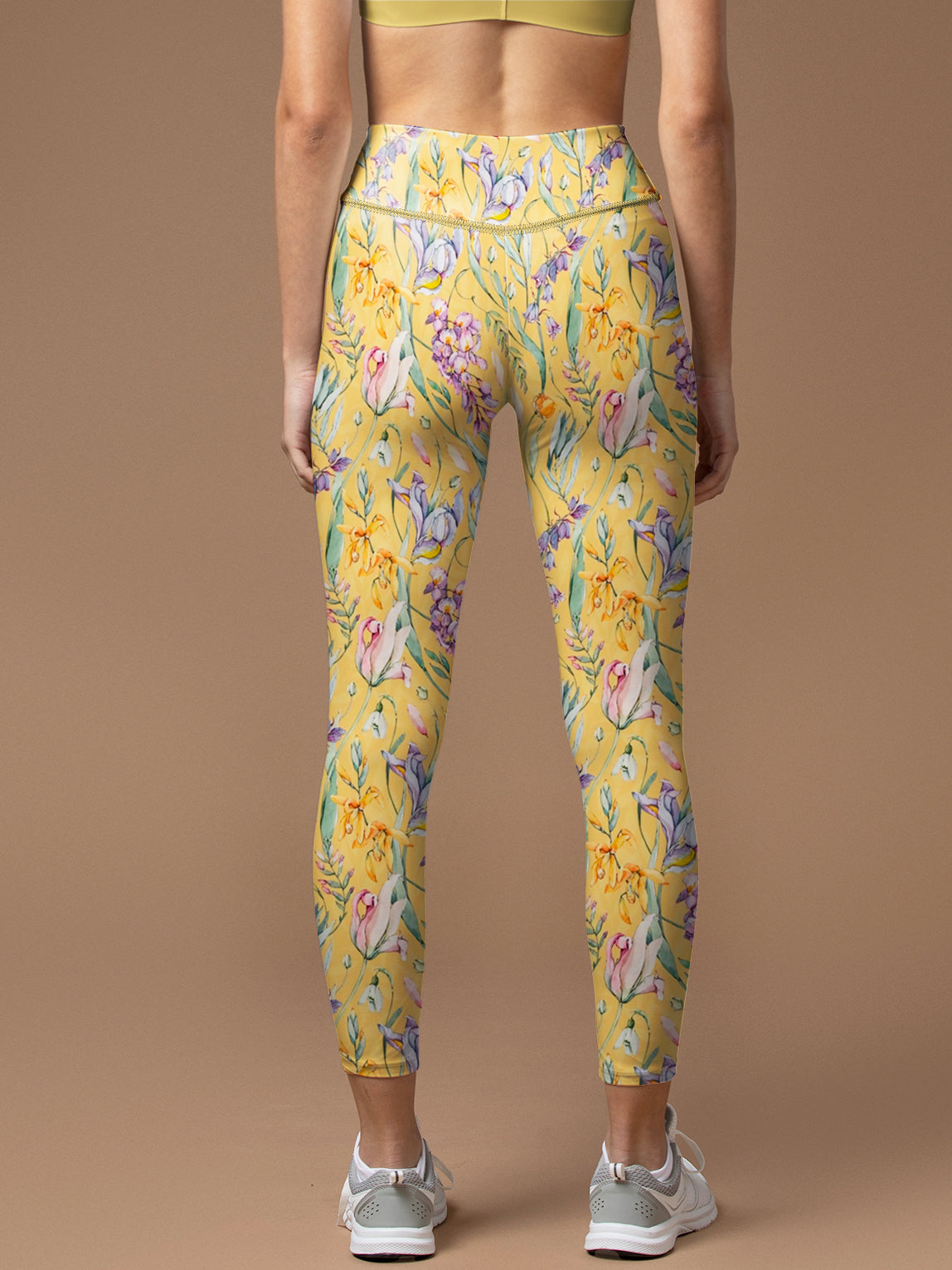 Watercolor whimsy meadow wildflowers leggings