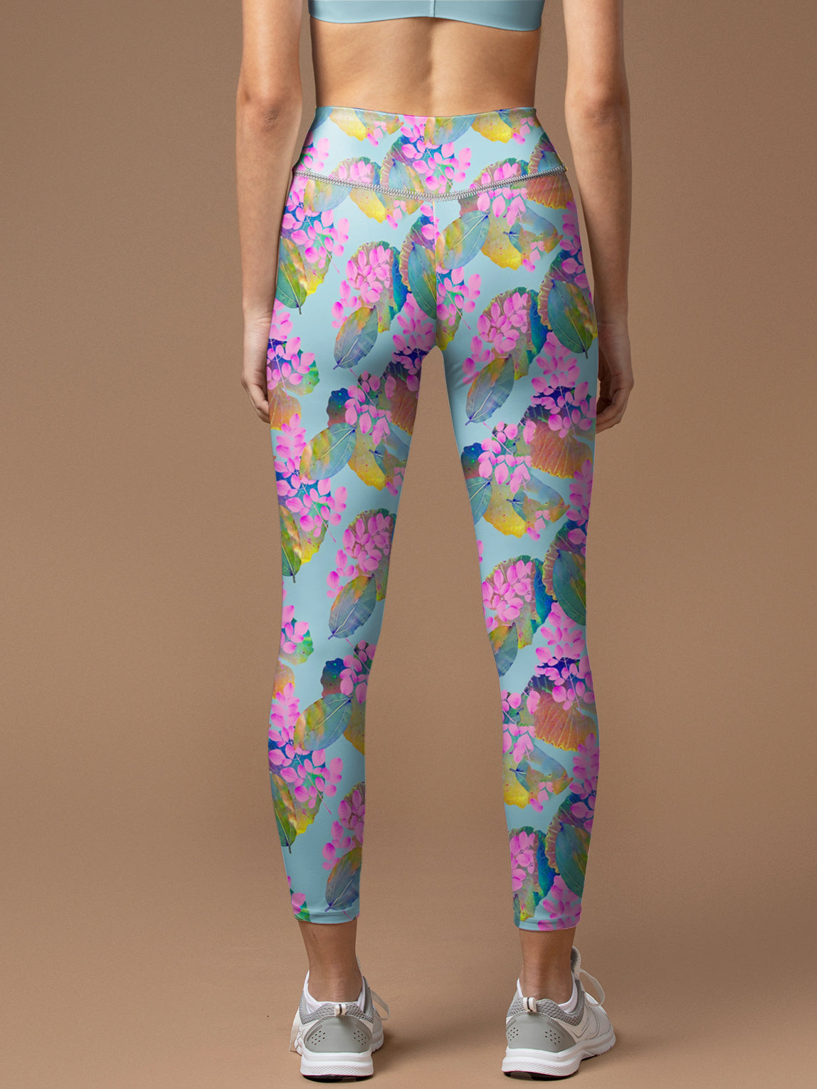 Botanical colorful tropic leaves leggings