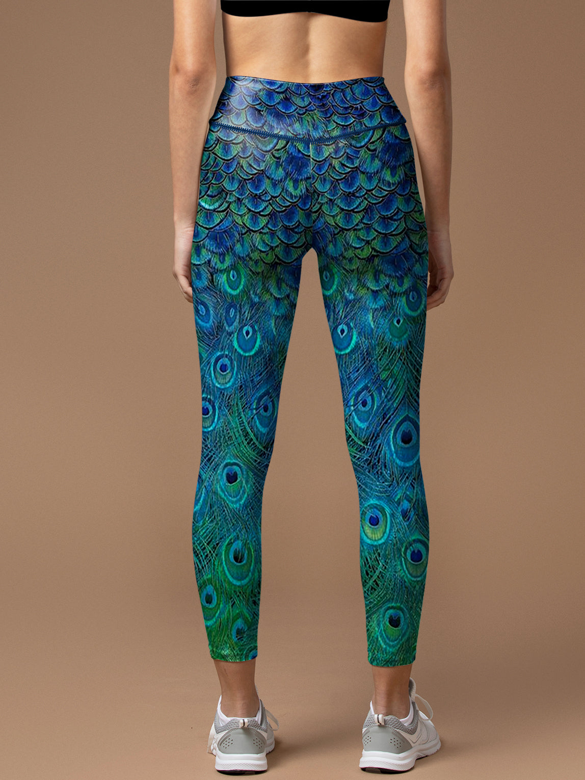 Animal blooming peacock feather leggings
