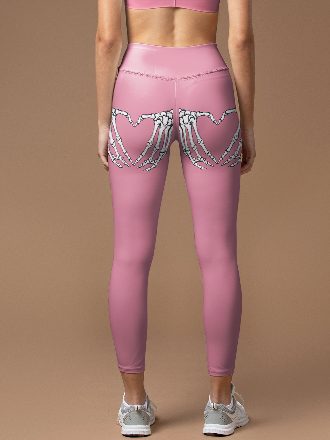 Halloween skull love shaped pink legging