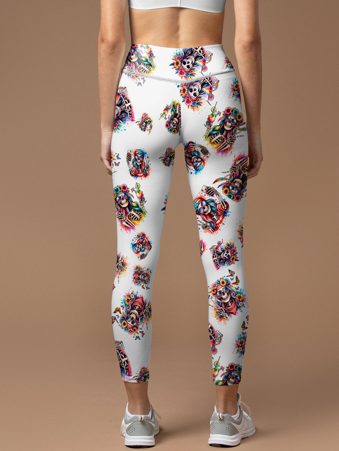 Skull with flowers and butterfly leggings