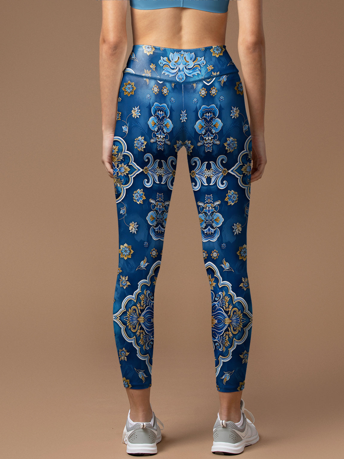 Blue retro pattern of mandalas leggings