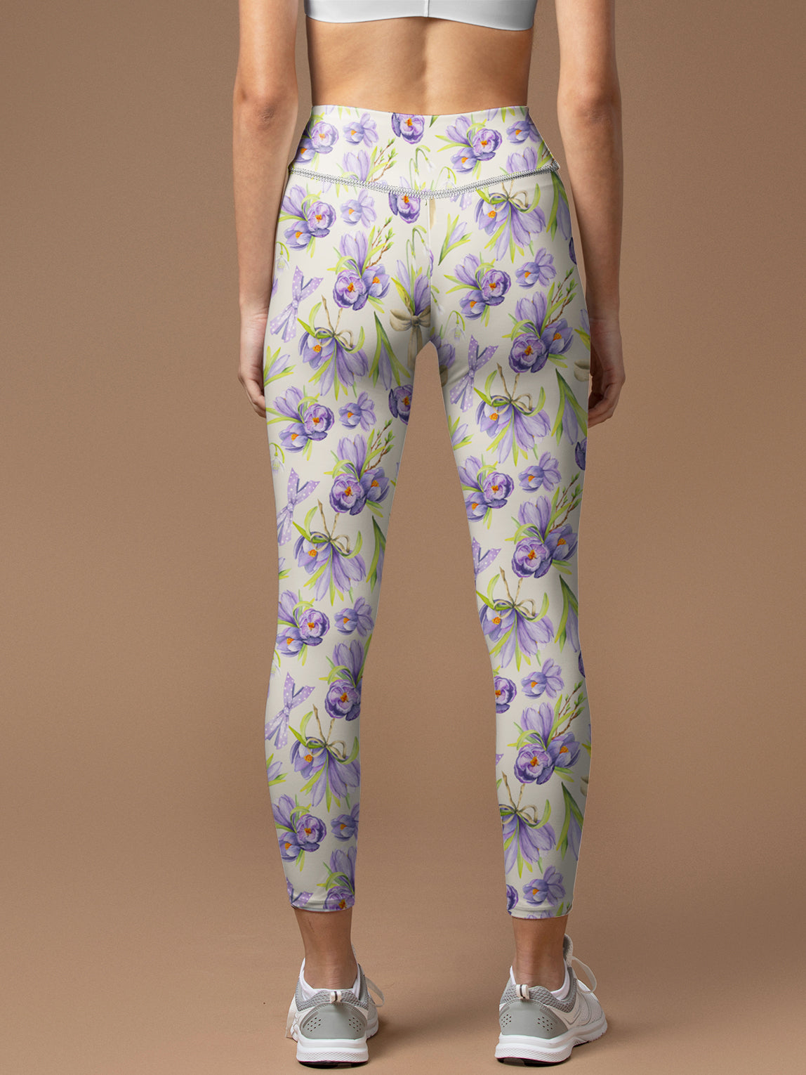Watercolor spring flowers crocus snowdrops leggings