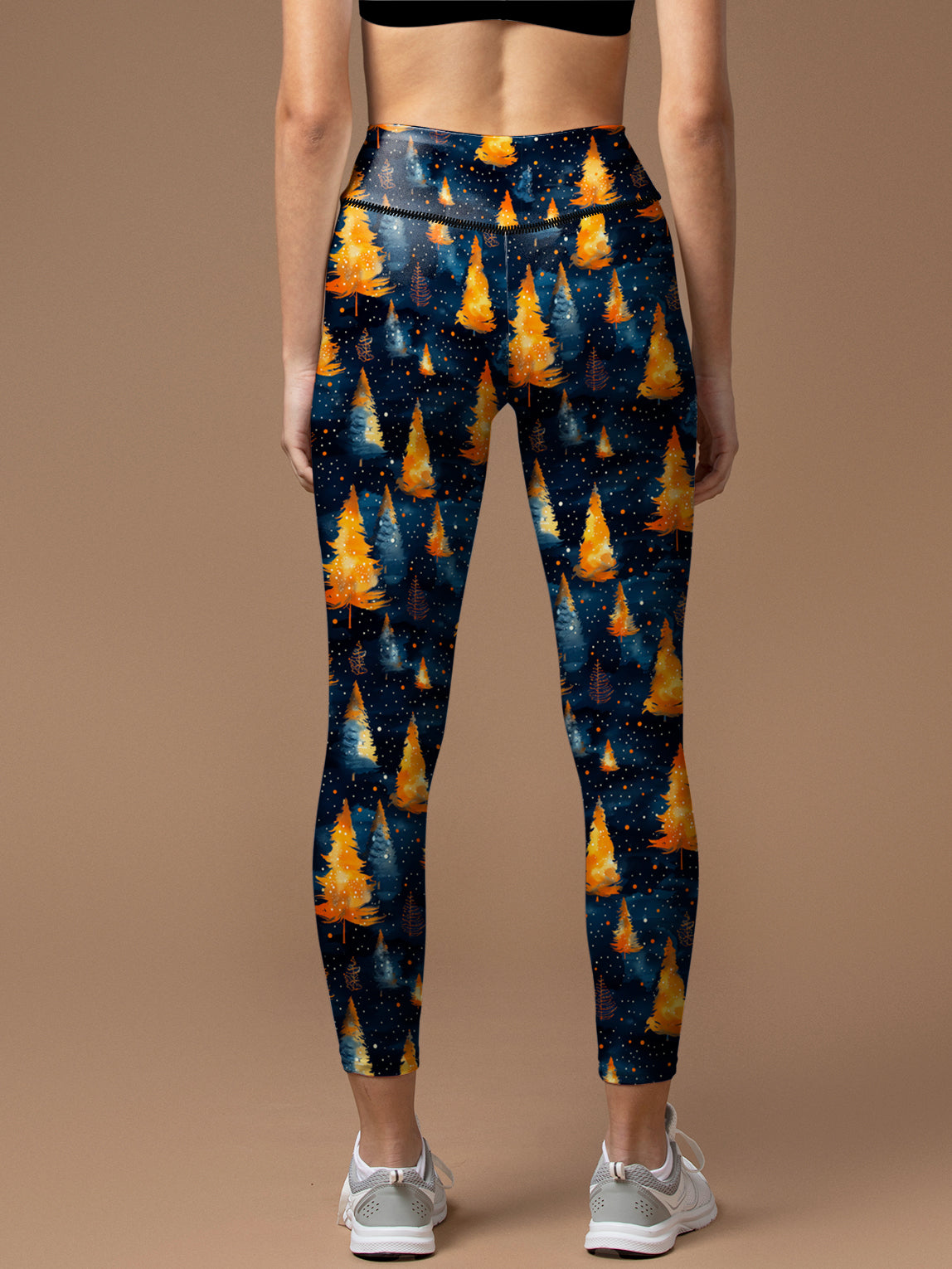 Magical colorful christmas trees leggings