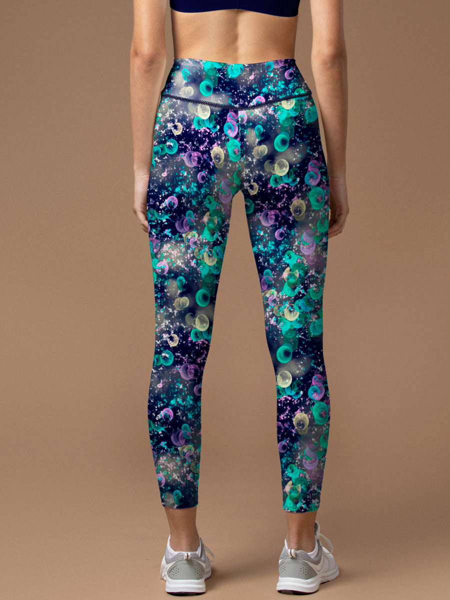 Abstract colorful gouache round bubbles leggings