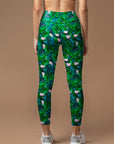 Animal watercolor green butterfly leggings
