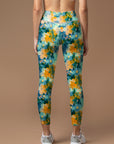Psychedelic colorful flower green leggings