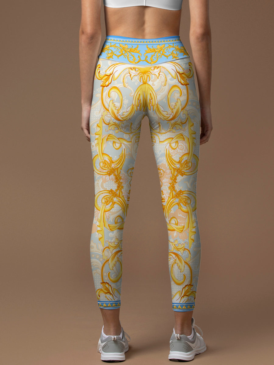 European palace golden pattern mural leggings