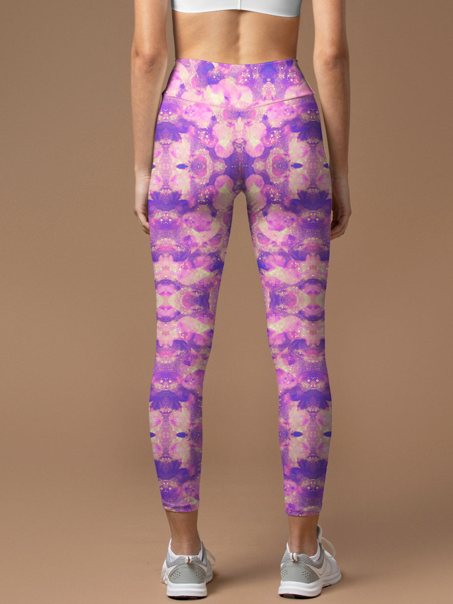 Abstract purple graffiti sequin leggings