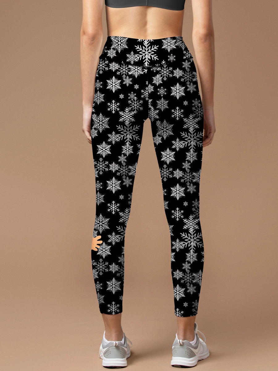 Christmas santa snowflake background leggings