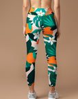 Botanical monstera leaf flower leggings