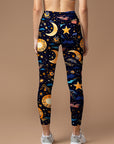 Star moon galaxy design leggings
