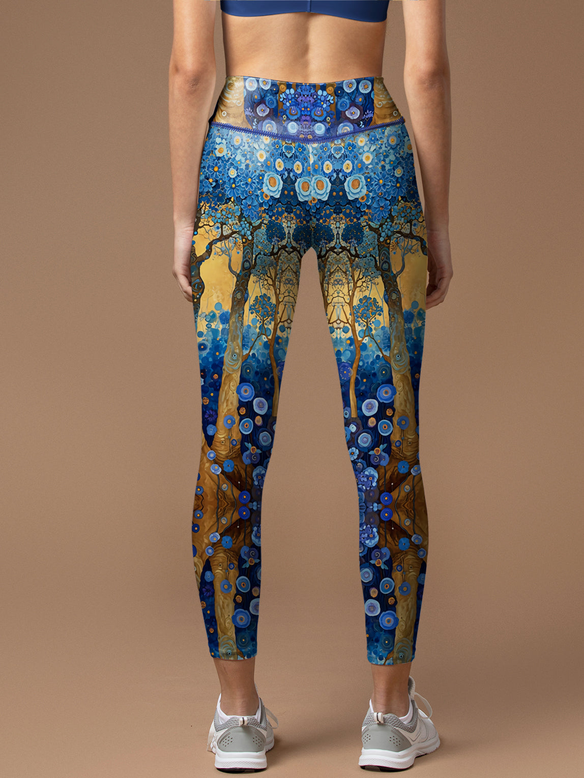 Amber blue arctic forest with flowers leggings