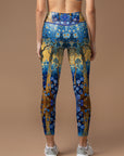 Amber blue arctic forest with flowers leggings