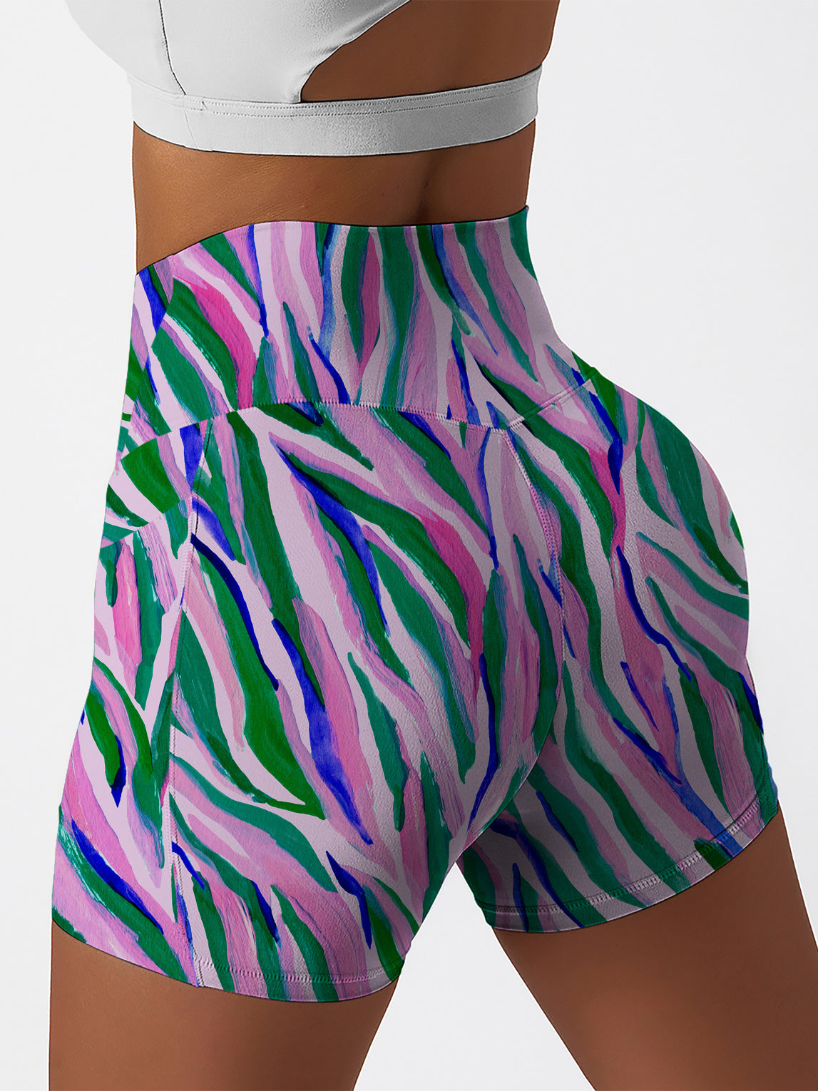 Geometry abstract green stripe shorts