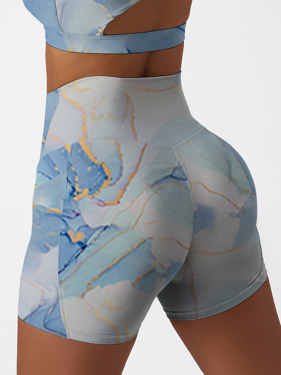 Gilt blue marble water ripple shorts
