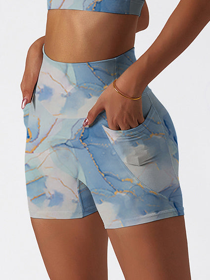 Gilt blue marble water ripple shorts