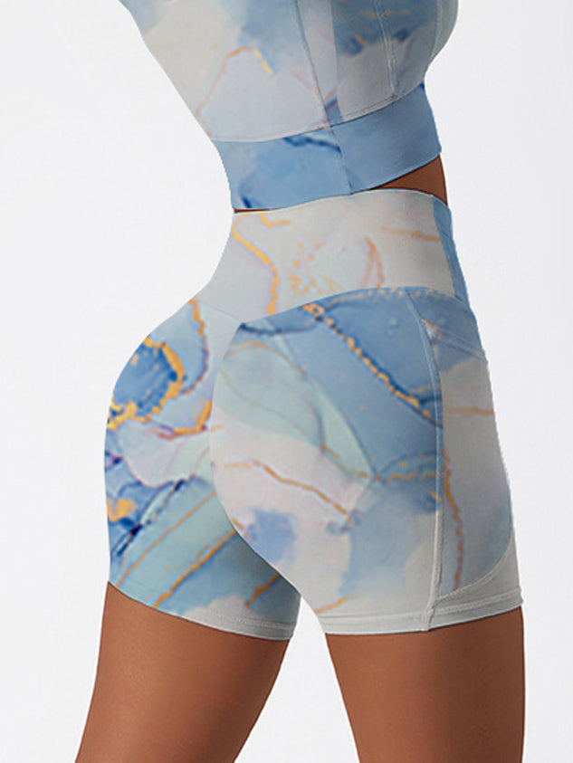 Gilt blue marble water ripple shorts