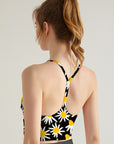 Flower hand painted abstract floral tank tops