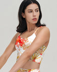 Flower orchid palm leaves watercolor tank tops