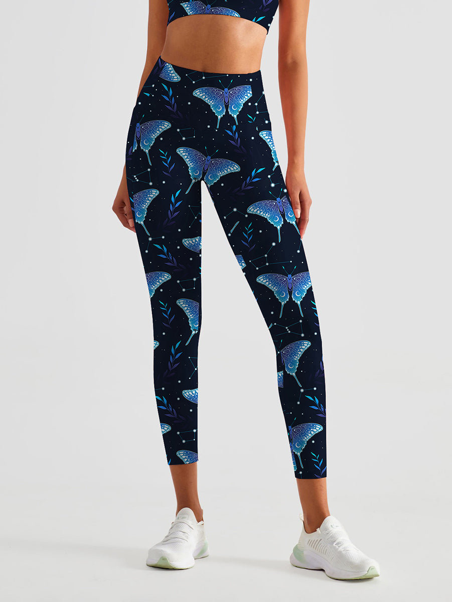 Animal vector pattern leaves moth leggings