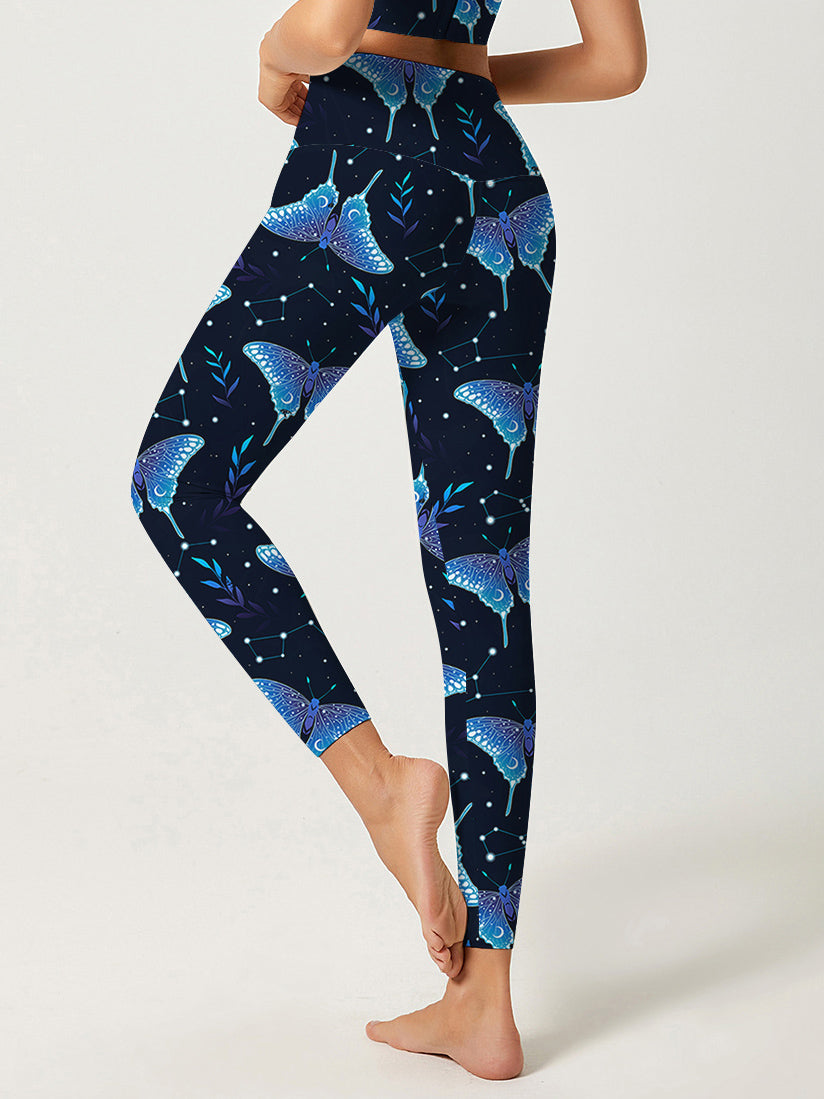 Animal vector pattern leaves moth leggings