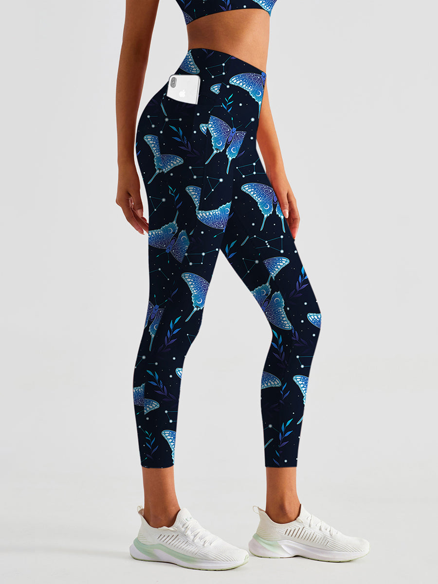 Animal vector pattern leaves moth leggings
