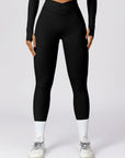 Basic fast-dry butt lifting cross waist brushing leggings