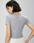 Basic modal ribbed nude yoga short sleeve