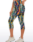 Rainbow color floral gouache painting capris