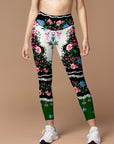 Flower ethnic peony lace leggings
