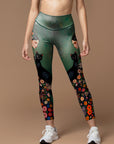 Animal beautiful girl hold black cat art oil painting leggings