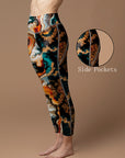 Vibrant agate pattern tie dye water ripple leggings