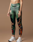 Animal beautiful girl hold black cat art oil painting leggings