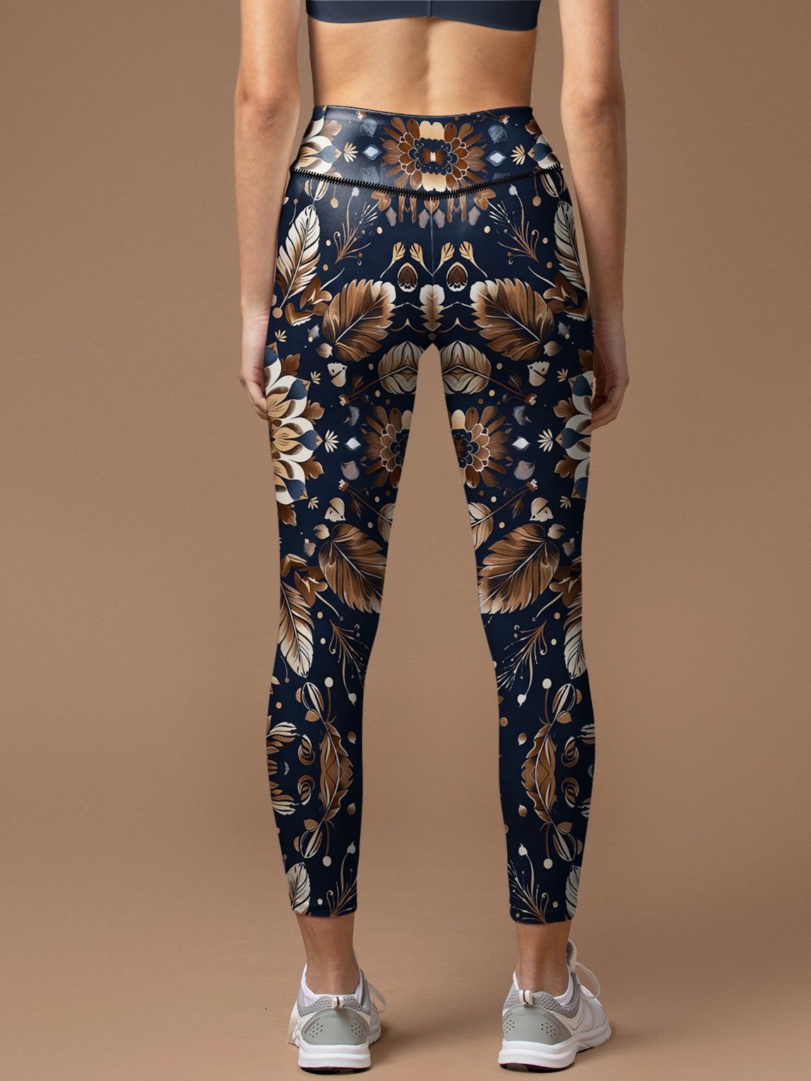 Vintage baroque floral feather ornament leggings