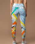Botanical forest racecourse print yoga leggings